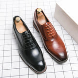 Xajzpa Luxury High Quality Men Shoes Fashion Casual Shoes Male Pointed Oxford Wedding Leather Dress Shoes Men Gentleman Office Shoes