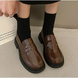 Xajzpa Brown Loafers Women Japanese School Students JK Uniform Shoes Round Toe Women Girls Retro Round Toe Lolita Cosplay Shoes Size 42