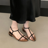 Xajzpa New Brand Women Sandal Fashion Narrow Band Flat Heel Ladies Gladiator Shoes Pointed Toe Ankle Buckle Zapatos Muje
