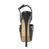 Xajzpa Fashion Design Metal Rivet Back Buckle Strap Platform Sandals Women Wedding Banquet Shoe Sexy Peep Toe Stripper High Heels