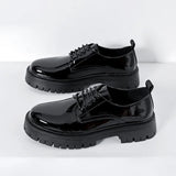 Xajzpa Men's Oxford shoes, patent leather men's office shoes, formal dress shoes, formal lace up height increasing black leather shoes