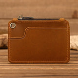Xajzpa   Men's Genuine Leather Zipper Coin Wallet Wowen natural Leather Mini Short Purse Card Holder Change Purse For Man Clutch Wallets