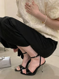 xajzpa Summer Fashion Narrow Band Open Toe Anke Buckle Strap Sandals Thin Heel Women Party Shoes Zapatos De Mujer