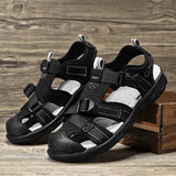 Xajzpa Men's Closed Toe Beach Sandals Durable Non-Slip Outdoor Footwear for Summer Lightweight All-match Mesh Casual Men Stylish Shoes