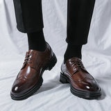Xajzpa British style men's leather shoes, formal Oxford footwear quality breathable and comfortable wedding shoes