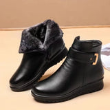 Xajzpa   Women Ankle Boots Plush Short Tube Flat Soled Snow Boots Autumn/winter New Simple Retro Zipper Warm Casual Cotton Boots