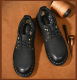 Xajzpa Men Genuine Leather Vintage Loafers Casual Shoes Mens Breathable Driving Flats Fashion Sewing Men Leisure Shoes Sneakers