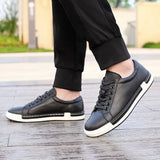 Xajzpa Men's Casual Leather Shoes for Men Fashion Four Seasons Breathable Lace-up Athletic Shoes Shallow Skate Shoes Large Sizes 38-48