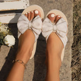 Xajzpa New Summer Slippers Outdoor Beach Flip-flops Cute Flower Bow Decoration Casual Flat Slippers Shoes for Women Slides