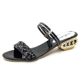 Xajzpa Shoes Rubber Flip Flops Woman's Slippers Glitter Slides Low Hawaiian Summer Jelly Soft PU Fabric Hoof Heels Scandals