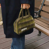 Xajzpa - Fashion Handbag Soft Plush Vintage Green Plaid Letter Shoulder Bag Fall Winter Casual High Quality Designers Crossbody Bag