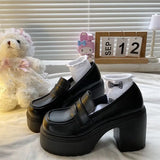 Xajzpa High Heels Loafers Women Shoes Retro Chunky Heels Pumps Woman Uniform College Platform Mary Jane Shoes Ladies fashion