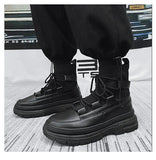 Xajzpa Autumn Winter Socks Boots New Men Ankle Boots Platform Black Shoes for Men Fur Chunky Punk Motorcycle Booties Gothic Shoes