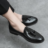Xajzpa New Classic Men's Business Shoes with British Breathable Simple Tassel Leather Shoe Style Casual Formal Shoes, Men's Sizes 38-46