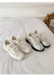 Xajzpa 2025 Summer New Color Breathable Soft Sole Comfortable Women Shoes Crescent Insole Height Lace Pearl Casual Sneakers