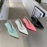 Xajzpa Pointed Toe Women Sandals New Arrivals Black White Silver Summer Dress Shoes Thin High Heels Elastic Band Ladies Pumps
