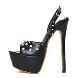 Xajzpa Fashion Design Metal Rivet Back Buckle Strap Platform Sandals Women Wedding Banquet Shoe Sexy Peep Toe Stripper High Heels