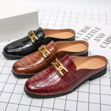 Summer Luxury Brand Men Shoes Casual Mens Half Drag Loafers Leather Slipper Breathable Slip on Lazy Driving Shoes Men Moccasins