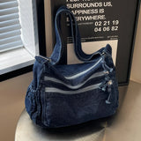 Xajzpa  Women Casual Satchel Bag Large Capacity Denim Vintage Messenger Bag Adjustable Strap Daily Tote Bag Multifunction Chic Hobo Bag