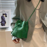 Fashion Weave Small Soft PU Leather Bucket Bags for Women 2024 Designer Shoulder Crossbody Bag Luxury Ladise Purses and Handbags