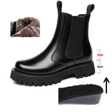 Xajzpa - Chelsea Man Boot Elevator Winter Men Leather Shoe Height Increased High Top Male Platform Boots Spring Autumn