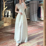 Xajzpa Fashion Women Dress Short Sleeve V Neck Waist White Lace Fairy Style Female Party Dresses New Tide