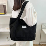 Xajzpa Large Capacity Corduroy Shoulder Bag New Fashion Simple Handbag Leisure Student Side Bags for Woman