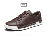 Xajzpa Men's Casual Leather Shoes for Men Fashion Four Seasons Breathable Lace-up Athletic Shoes Shallow Skate Shoes Large Sizes 38-48