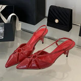 Xajzpa Sandals Ladies Shoes Summer Large Size Women's Heels Buckle All-Match Suit Female Beige New Fashion Big Pointed Girls Close