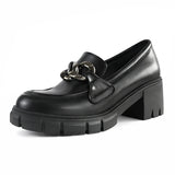 Size 36-43 2023 High Quality Platform Loafers Lug Sole Women Slip on Shoes Metal Chain Chunky Heel Office Bristih School