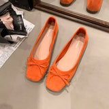 Xajzpa Shoes Fashion Women's Shallow Mouth Square Toe Soft Bow-Knot Female Footwear All-Match Moccasins Modis New Summer