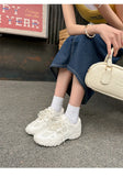 Xajzpa 2025 Summer New Color Breathable Soft Sole Comfortable Women Shoes Crescent Insole Height Lace Pearl Casual Sneakers