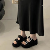 Xajzpa Glitter Slides Shoes Woman Female Slippers On A Wedge Platform Jelly New Retro Crystal On A Wedge Shoes Woman's Slippers Gl