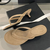 xajzpa Summer Fashion Thin Low Heels Slippers Women Round Clip Toe Beach Casual Sandals Flip Flops Shoes Zapatos De Mujer