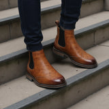 Xajzpa Brogue Chelsea Men Boots 2025 American style Comfortable Fashion Leather Boots