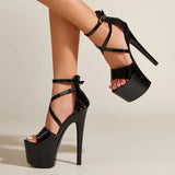 Xajzpa Sexy Extreme High Heels Platform Pole Dance Stripper Shoes Fashion Open Toe Buckle Strap Sandals Summer Zipper Women Pumps