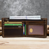 Xajzpa Vintage Men Wallet Genuine Leather Short Purse Wallet Men Small Slim Coin Purse Bifold Carteira Slim Male Coin Wallet Cowskin