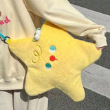 Xajzpa - Kawaii Soft Plush Shoulder Bag Yellow Star Shape Cute Handbag New High Quality Casual Fashion Harajuku Style Crossbody Bag