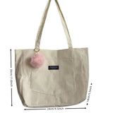 Tote Bag Large Capacity Simple Handbag Preppy Style High Quality Shoulder Bag Fashionable Magnetic Buckle Corduroy Bag