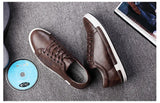 Xajzpa Men's Casual Leather Shoes for Men Fashion Four Seasons Breathable Lace-up Athletic Shoes Shallow Skate Shoes Large Sizes 38-48