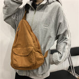 Xajzpa - Canvas Chest Bag Women Women Shoulder Messenger Bag Unisex Canvas Crossbody Bag Muliti Pocket Casual Women Bag