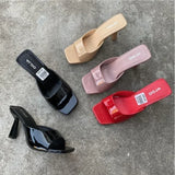 Xajzpa New Women Shoes European and American Fashion Square Head Thin High Heel Sexy Slippers Women Zapatos De Mujer