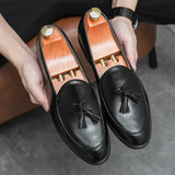Xajzpa New Classic Men's Business Shoes with British Breathable Simple Tassel Leather Shoe Style Casual Formal Shoes, Men's Sizes 38-46