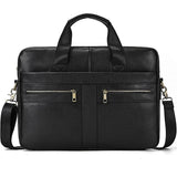 Xajzpa Genuine Leather Men's Briefcase Fit 15" PC Business Handbag Real Leather Male Laptop Bag Man Crossbody Bag Black Brown