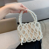 Xajzpa Fashion Lady Basket Handbag Summer Women's Shoulder Crossbody Bag Bohemia Travel Beach Bag Luxury Design Pearl Shopper Tote
