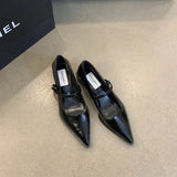 Xajzpa Retro Style Thick Heel Spring and Autumn Women Mary Jane Shoes Fashion Shallow Pointed Toe Ladies Comfort Office Pumps Footwear