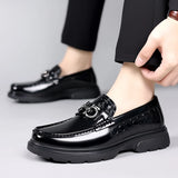 Xajzpa British style men's genuine leather shoes, fashionable casual loafers, men's comfortable outdoor business shoes, formal shoes