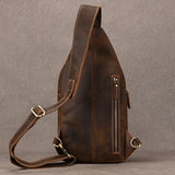 Xajzpa High Quality Big Chest Bag Real Cowhide Leather Chest Bags Crazy Horse Leather Men's Sling Bag Chest Pack For Man Male