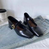 Xajzpa New Style Fashionable Designer Vintage Women Mary Jane Shoes Women's Square Toe Shoes Spring Autumn Elegant Low Heels Sandals