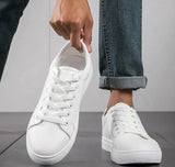 Xajzpa Men's soft soled fashionable business sports shoes spring autumn casual fashion versatile simple comfortable white shoes